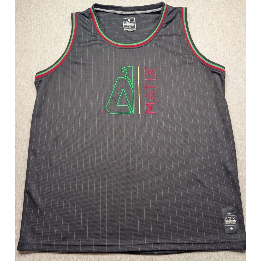 Matix All-Scars LA Embroidered Pinstripe Basketball Jersey Tank SZ XL